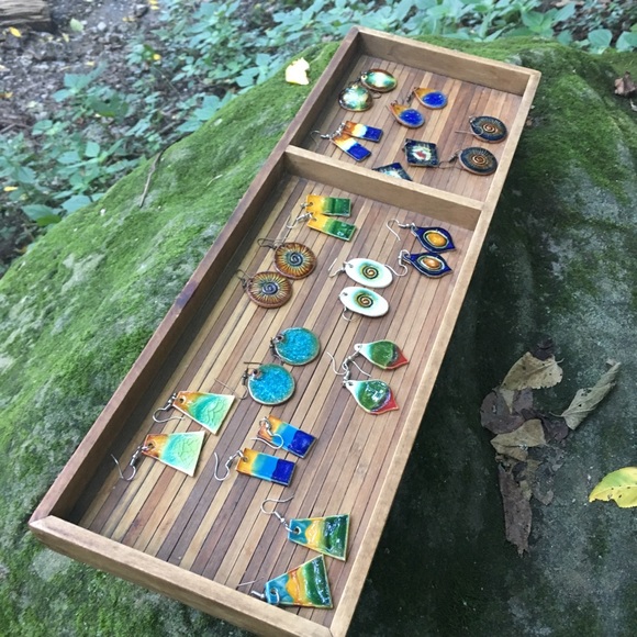 Colorful Chilean Pottery Earrings - Picture 7 of 7